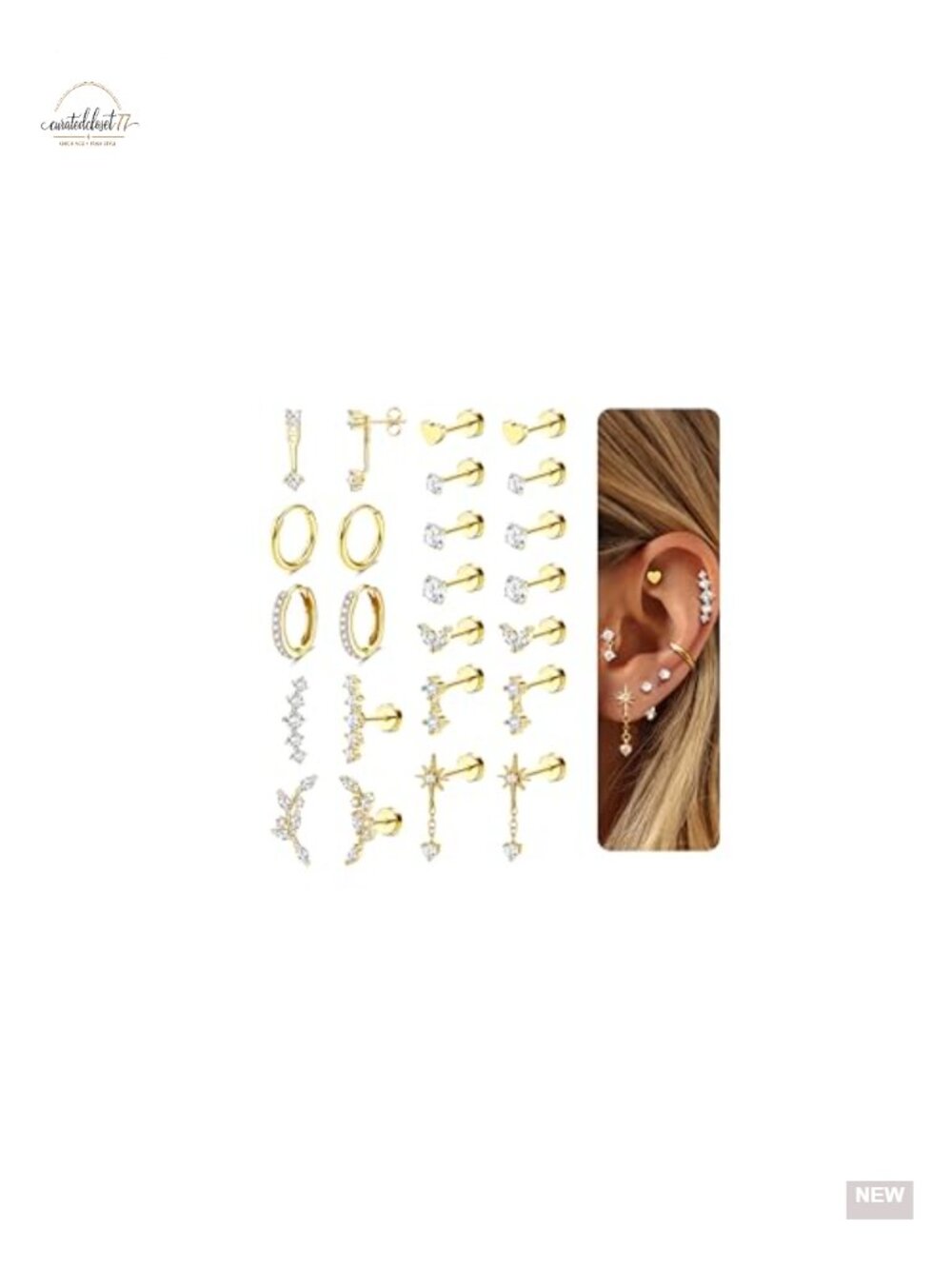 Hypoallergenic Flat Back Earrings Set - Surgical Steel Studs & Hoops for